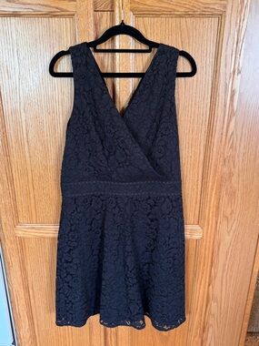 LOFT Black Lace Fit & Flare Dress Size 6